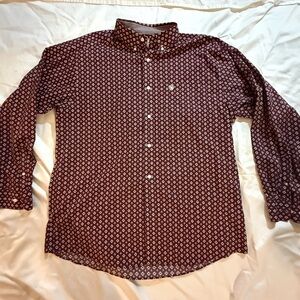 Ariat Men's Maroon Geometric Button Down Shirt